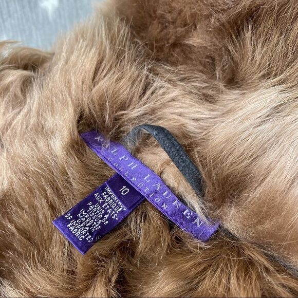 Ralph Lauren Collection Brown & Tan Shearling Contoured Sleeveless Gilet - Picture 2 of 16